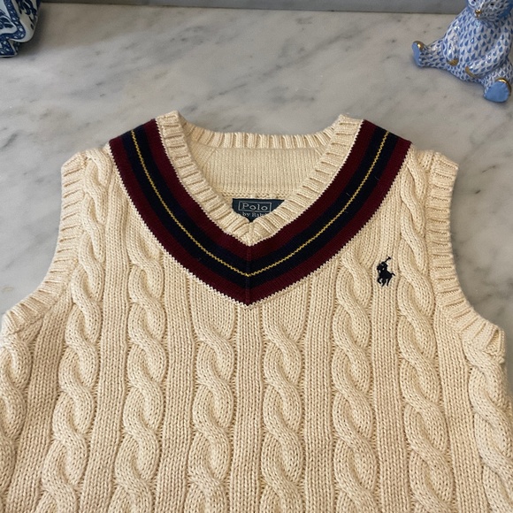 Polo by Ralph Lauren Cream V-neck Sweater Vest Size 4/4T - Picture 2 of 5
